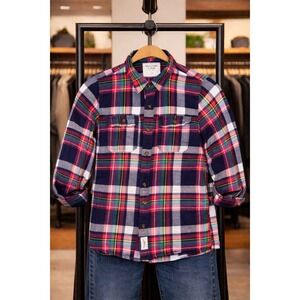Abercrombie & Fitch Flannel Multicolor Shirt Mens Large Plaid Muscle Fit Y2K 90s